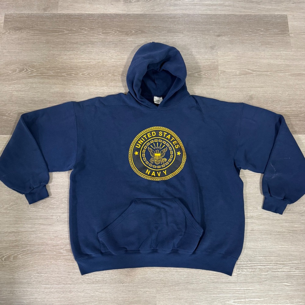 Vtg MJ Soffe Hoodie Men XXL Navy Blue US Navy Seal Military Pullover Sweatshirt